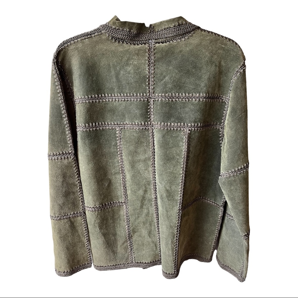 Nwt Suede Essentials Olive Patchwork Jacket Size M - image 5